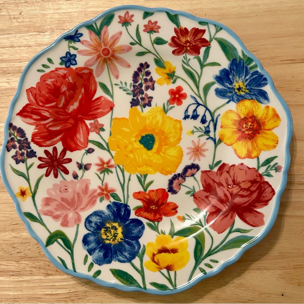 Pioneer Woman Brilliant Blooms Stoneware Salad Plate
